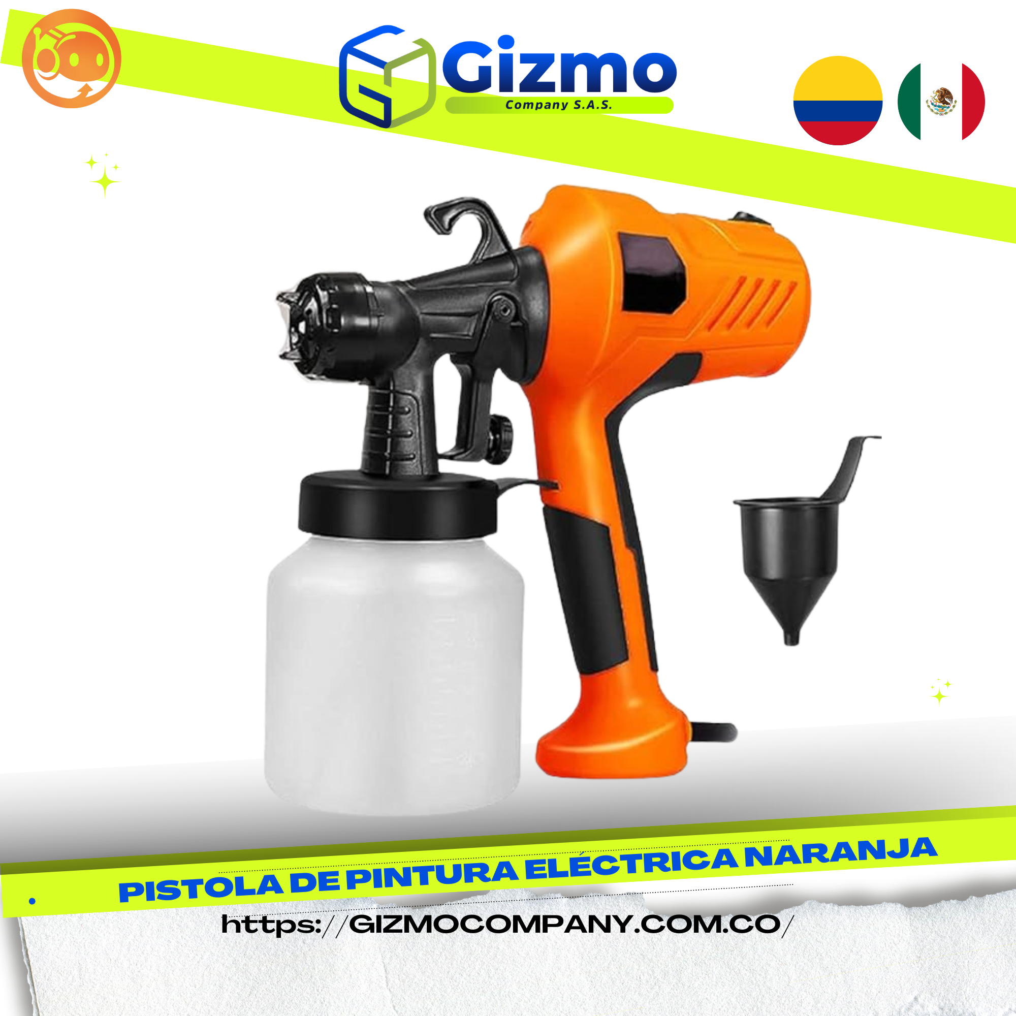 Pistola de Pintura Eléctrica Naranja